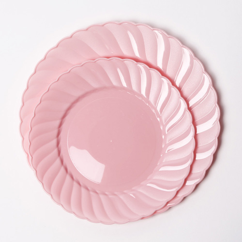 칼라 파티접시 라운드 23cm-핑크(6입)