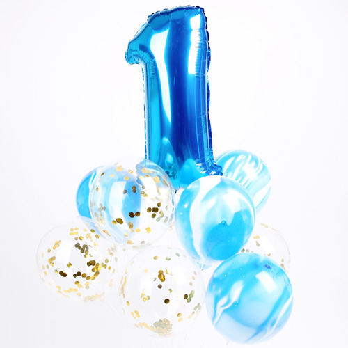 헬륨풍선-첫돌 컨페티세트 (블루)
