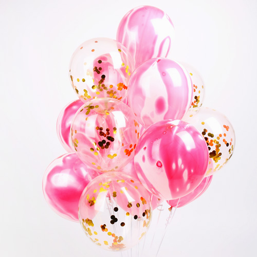 헬륨풍선(100개) 마블 컨페티세트-핑크