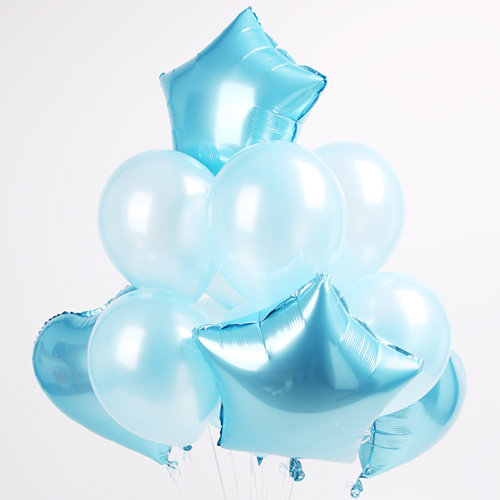 헬륨풍선 (은박+고무) 혼합세트 - 블루