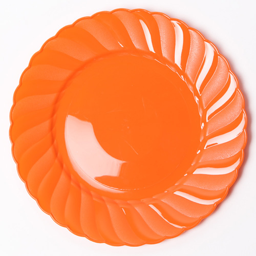 칼라 파티접시 라운드 23cm-오렌지(6입)